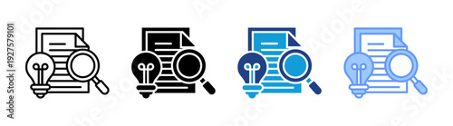 Research  icon set multiple style collection