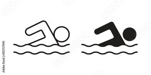 Swimmer icon vector. EPS 10 editable vector bundle