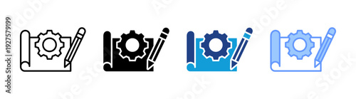 Blueprint icon set multiple style collection