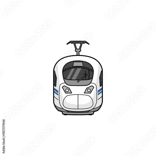 High Speed Bullet Train Front View Illustration