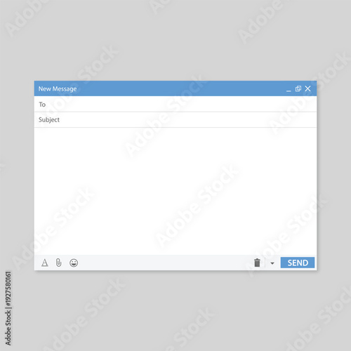 Email Compose Window Template with New Message Interface and Send Button