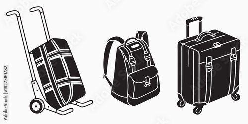 Three different types of luggage for travel and transportation Vector