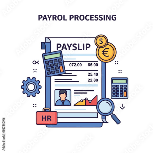 Payroll processing icon set
