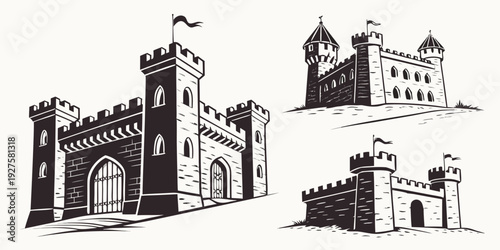 A collection of diverse architectural buildings showcasing different styles and designs. Vector