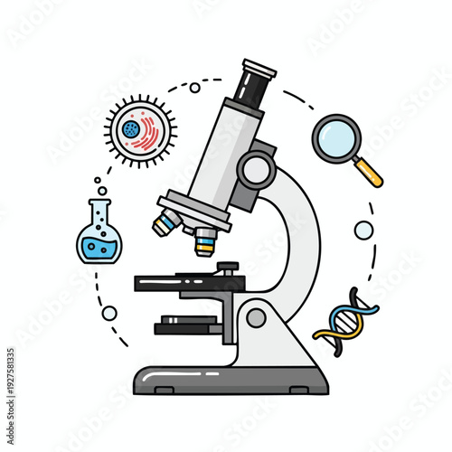 Modern Laboratory Microscope with Scientific Equipment for Research and Analysis
