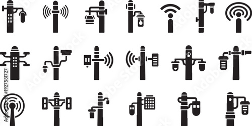 Collection of various smart home device icons on white