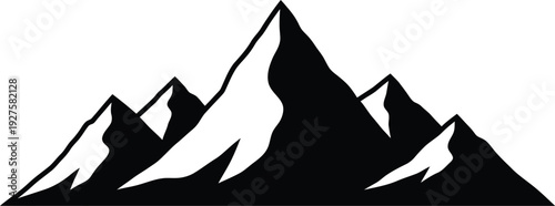 Black and white mountain range silhouette