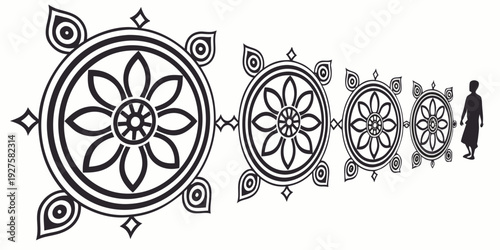 Intricate celtic knots and patterns on a white background with a central circular design. Vector