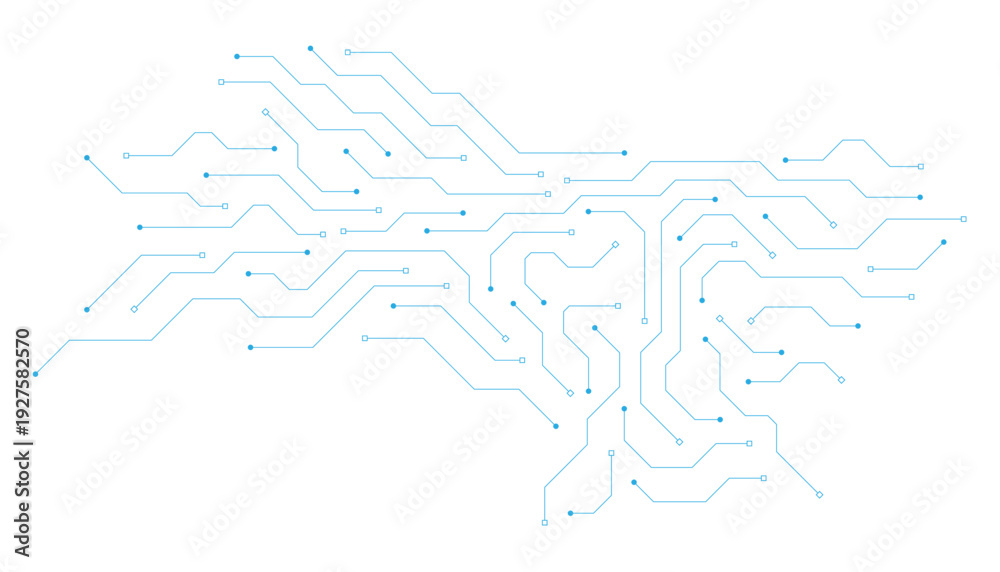 Obraz premium AI circuit board technology texture on white background. Digital communication. Semiconductor and computer processor design concept. Vector