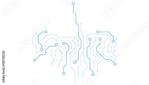 Blue circuit board background with glowing HUD element and central text space. Modern tech design with neon highlights and abstract digital patterns.