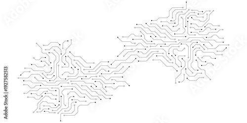 Circuit board digital abstract background. Motherboard technology texture design. AI semiconductor and computer processor on tech bg. Vector illustration