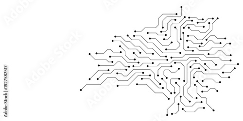 Circuit board digital abstract background. Motherboard technology texture design. AI semiconductor and computer processor on tech bg. Vector illustration