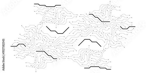 Circuit board digital abstract background. Motherboard technology texture design. AI semiconductor and computer processor on tech bg. Vector illustration