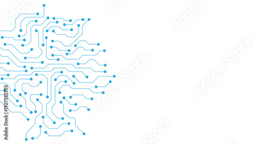 AI circuit board technology texture on white background. Digital communication. Semiconductor and computer processor design concept. Vector