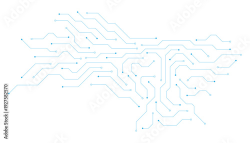 AI circuit board technology texture on white background. Digital communication. Semiconductor and computer processor design concept. Vector