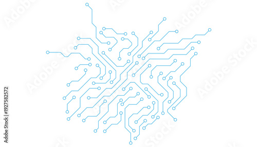 AI circuit board technology texture on white background. Digital communication. Semiconductor and computer processor design concept. Vector