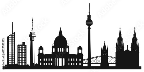 Iconic skyline of berlin featuring famous landmarks and modern architecture Vector