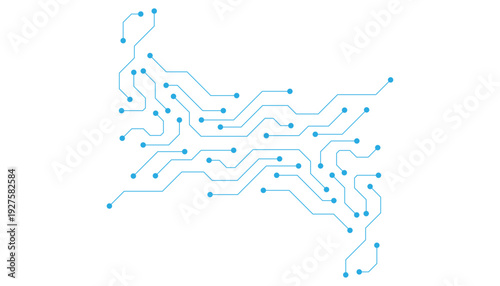 AI circuit board technology texture on white background. Digital communication. Semiconductor and computer processor design concept. Vector
