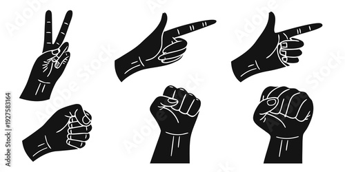 A collection of various hand gestures and symbols used in different cultures and contexts Vector