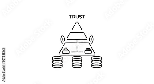 Conceptual diagram illustrating trust in a hierarchical system with data storage.