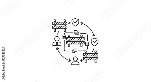 Conceptual diagram of business process security and workflow management.
