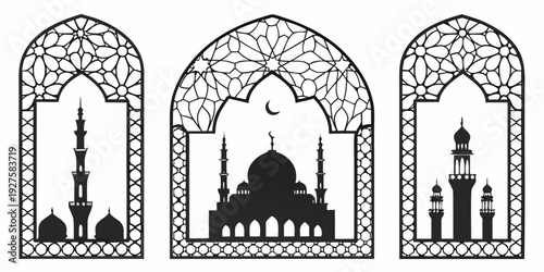 Three distinct architectural structures showcasing unique cultural designs and elements Vector