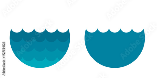 Ocean waves layer by layer from different tones of blue icon svg cut file. Isolated vector illustration.