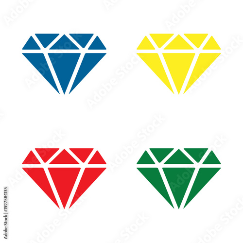 Colorful diamonds collection, set of gemstones svg cut file. Isolated vector illustration.