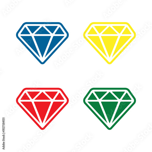 Colorful diamonds collection, set of gemstones svg cut file. Isolated vector illustration.