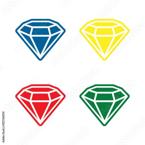 Colorful diamonds collection, set of gemstones svg cut file. Isolated vector illustration.