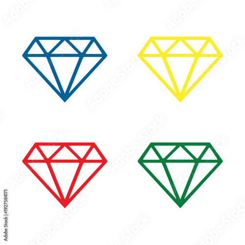 Colorful diamonds collection, set of gemstones svg cut file. Isolated vector illustration.