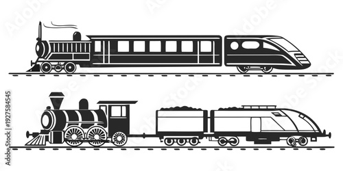 A historical progression of trains from steam to high-speed rail Vector