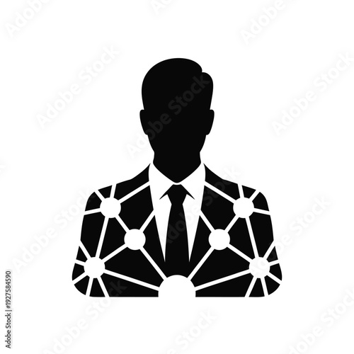 Silhouette of a man with a network of connections inside