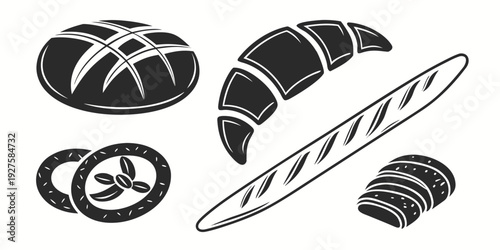 Assorted abstract shapes and designs in a minimalist black and white color scheme Vector