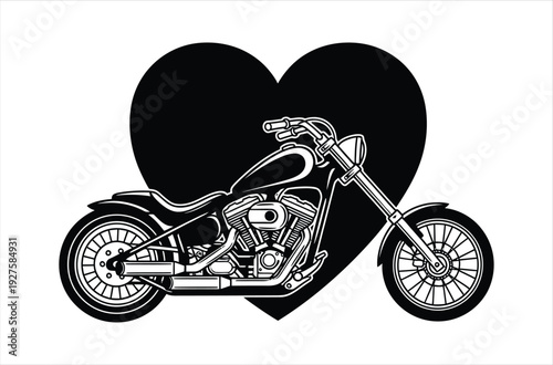Chopper Motorcycle Love Heart Vector