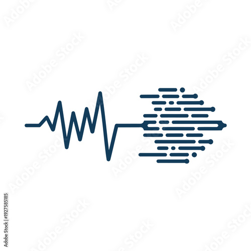 Abstract waveform and data flow illustration in dark blue tones