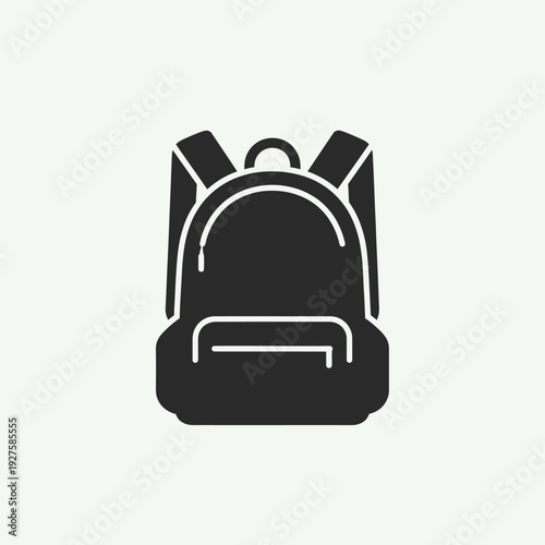 Black backpack with white outline details.