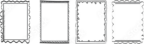 Minimalist  Hand drawn   brush lines   wavy frames set. decorative borders . greeting cards   outline .vector illustration