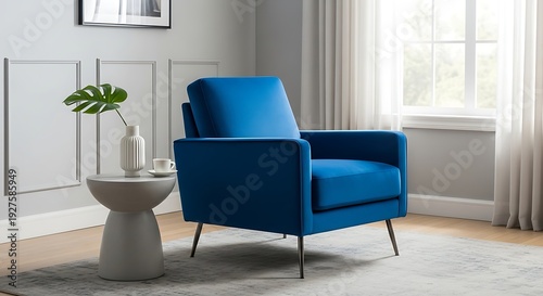 bule armchair in a modern office