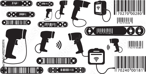 Collection of barcode scanner and gaming controller icons
