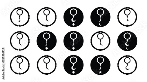 Set of 12 black and white vector question mark icons in circles symbolizing confusion inquiry and decision making for business design and educational use