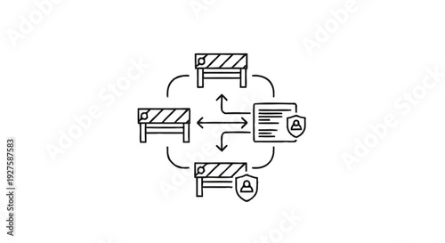 Conceptual Diagram Illustrating Secure Data Exchange and Network Security.