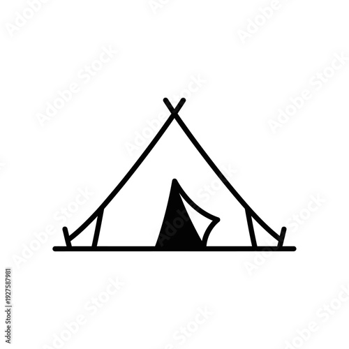 Black tent camping outdoor recreation symbol.