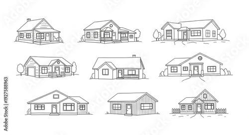Collection of House Sketches and Outlines.