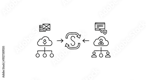 Cloud Data Synchronization and Network Connectivity Diagram.