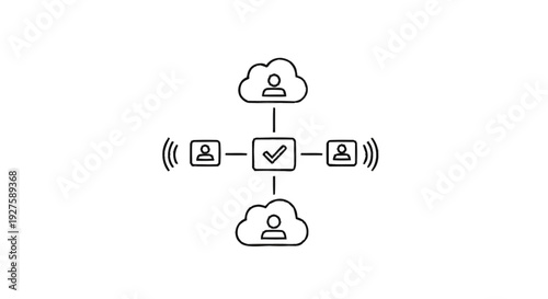 Cloud Network Connection Between People And Technology.