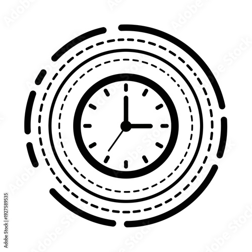 Clock with circular lines around face.