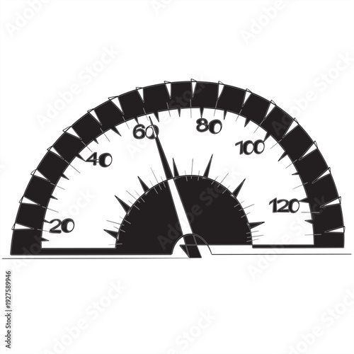 continuous line drawing speedometer illustration
