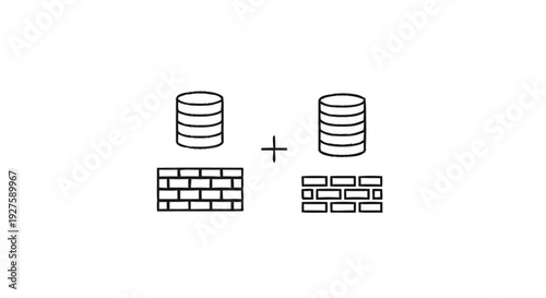Database and Brick Wall Icons Representing Data Security.