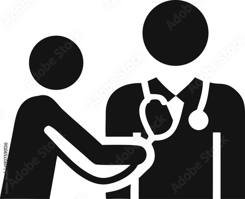 Doctor listens to a patients chest using a stethoscope during a medical examination